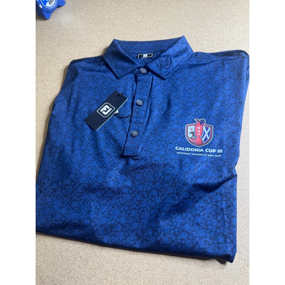 FootJoy Mens Calidonia Cup III Golf Polo Shirt Blue Floral Monterey 2025 Large